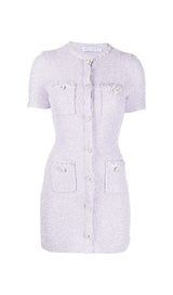 CRYSTAL-EMBELLISHED BUTTON MINI DRESS IN LILAC DRESS STYLE OF CB 