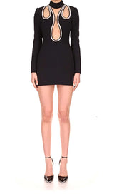 CRYSTAL-EMBELLISHED FLAME MINI DRESS IN BLACK DRESS STYLE OF CB 