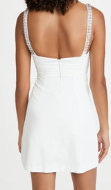 CRYSTAL SATIN MINI DRESS IN WHITE Dresses styleofcb 