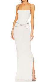 CRYSTAL STRAPPY BANDAGE MAXI DRESS IN WHITE DRESS sis label 