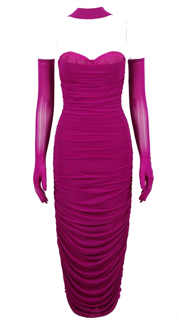 CRYSTAL HALTER NECK MIDI DRESS IN GRAPE DRESS STYLE OF CB 