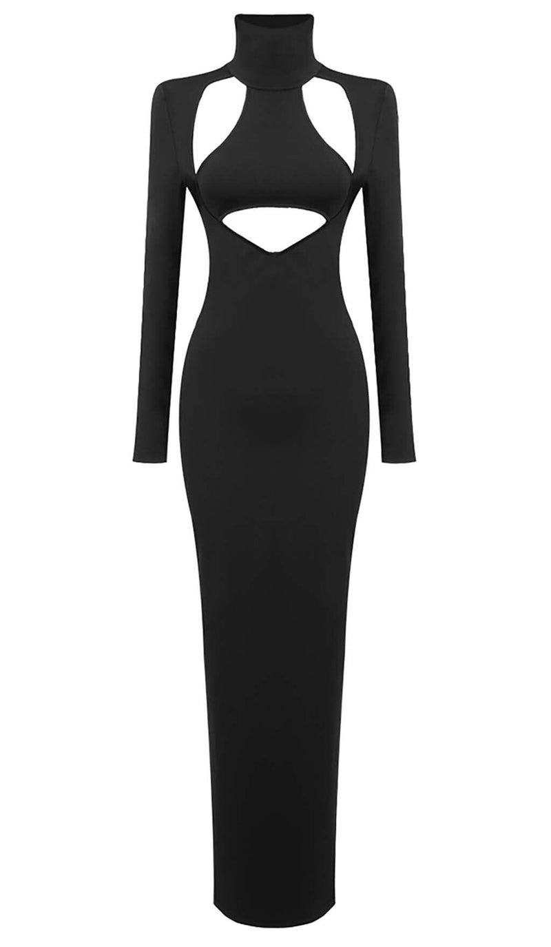 CUT OUT LONG SLEEVE MAXI DRESS IN BLACK DRESS STYLE OF CB 