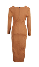 CUT OUT SLIPT MAXI DRESS IN BROWN Dresses styleofcb 