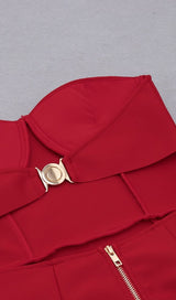 CUT OUT SPLIT STRAPLESS BANDAGE MIDI DRESS IN RED Dresses styleofcb 