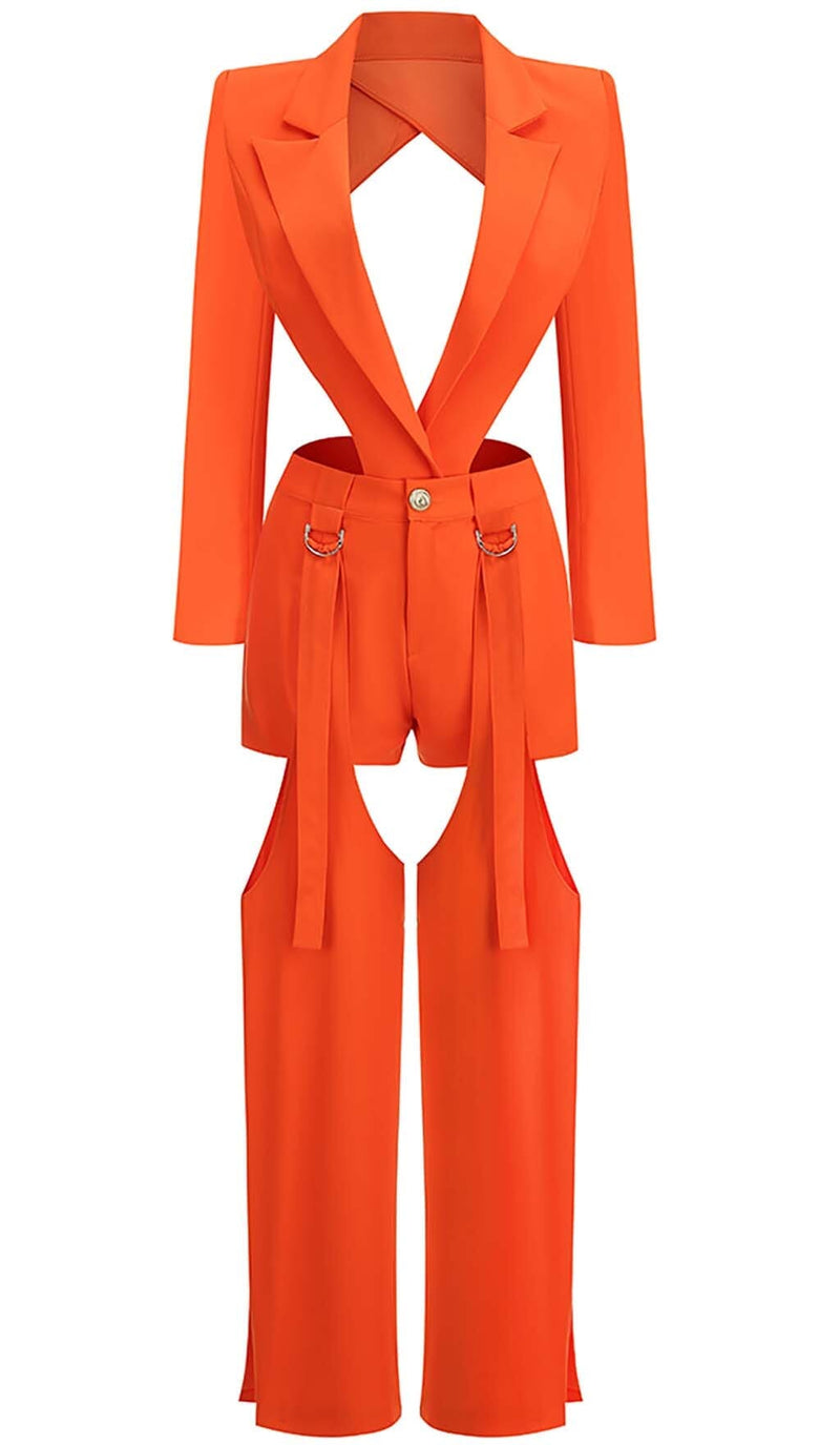 CUTOUT BACKLESS THREE PIECE SET IN ORANGE DRESS STYLE OF CB 