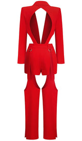 CUTOUT BACKLESS THREE PIECE SET IN RED DRESS STYLE OF CB 