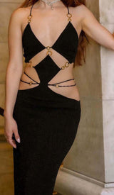 CUTOUT CHAIN MAXI DRESS IN BLACK DRESS STYLE OF CB 