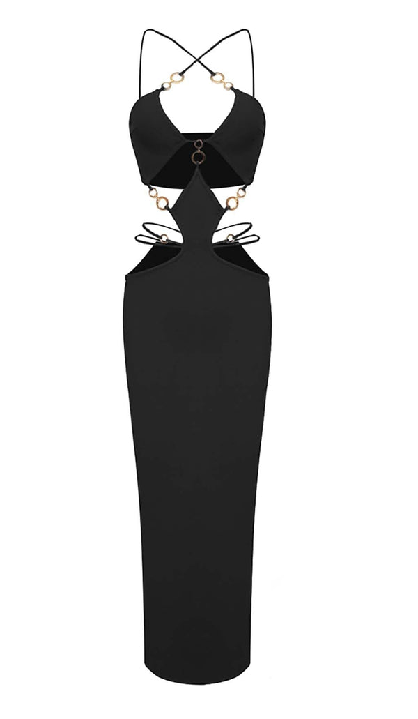 CUTOUT CHAIN MAXI DRESS IN BLACK DRESS STYLE OF CB 