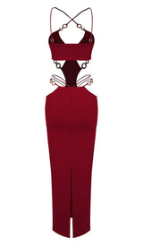 CUTOUT CHAIN MAXI DRESS IN RED DRESS STYLE OF CB 