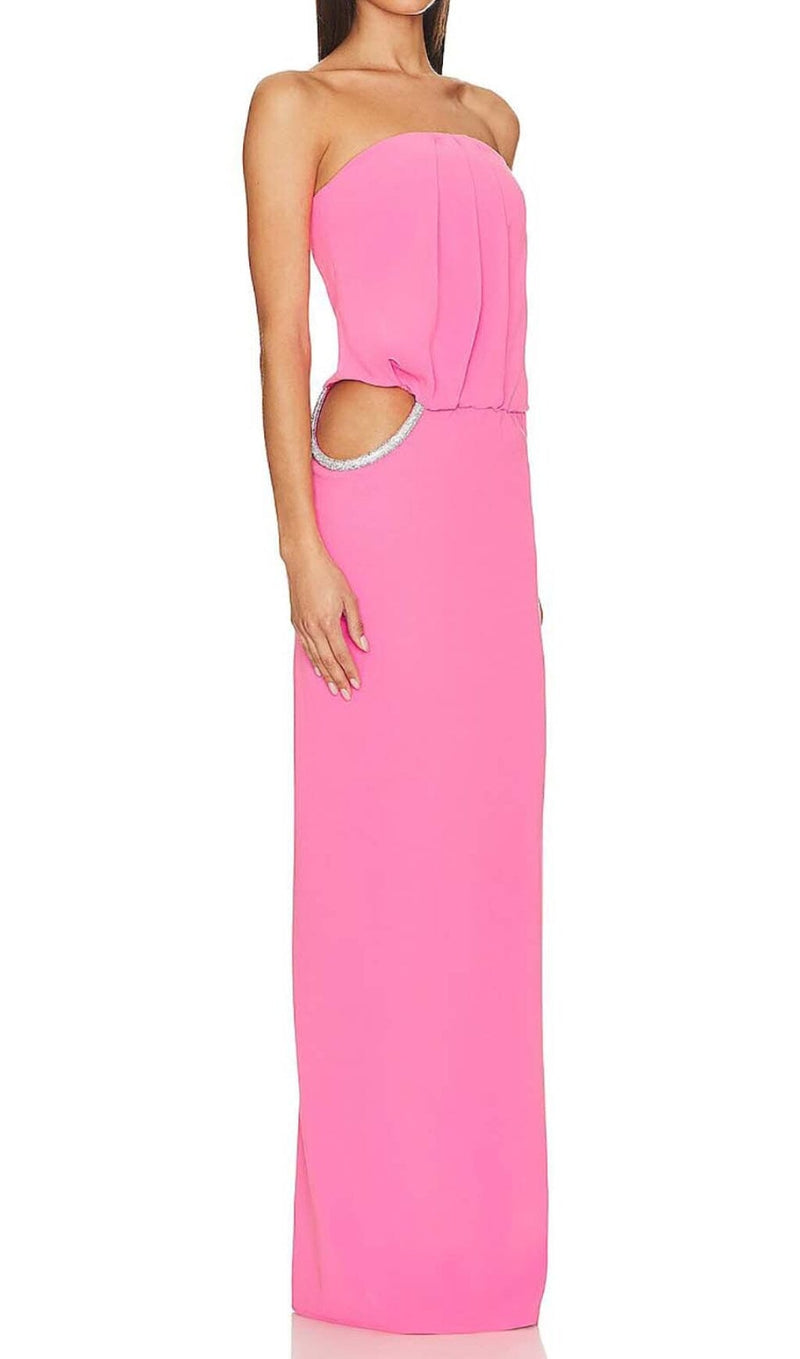 CUTOUT STRAPLESS MAXI DRESS IN PINK DRESS STYLE OF CB 