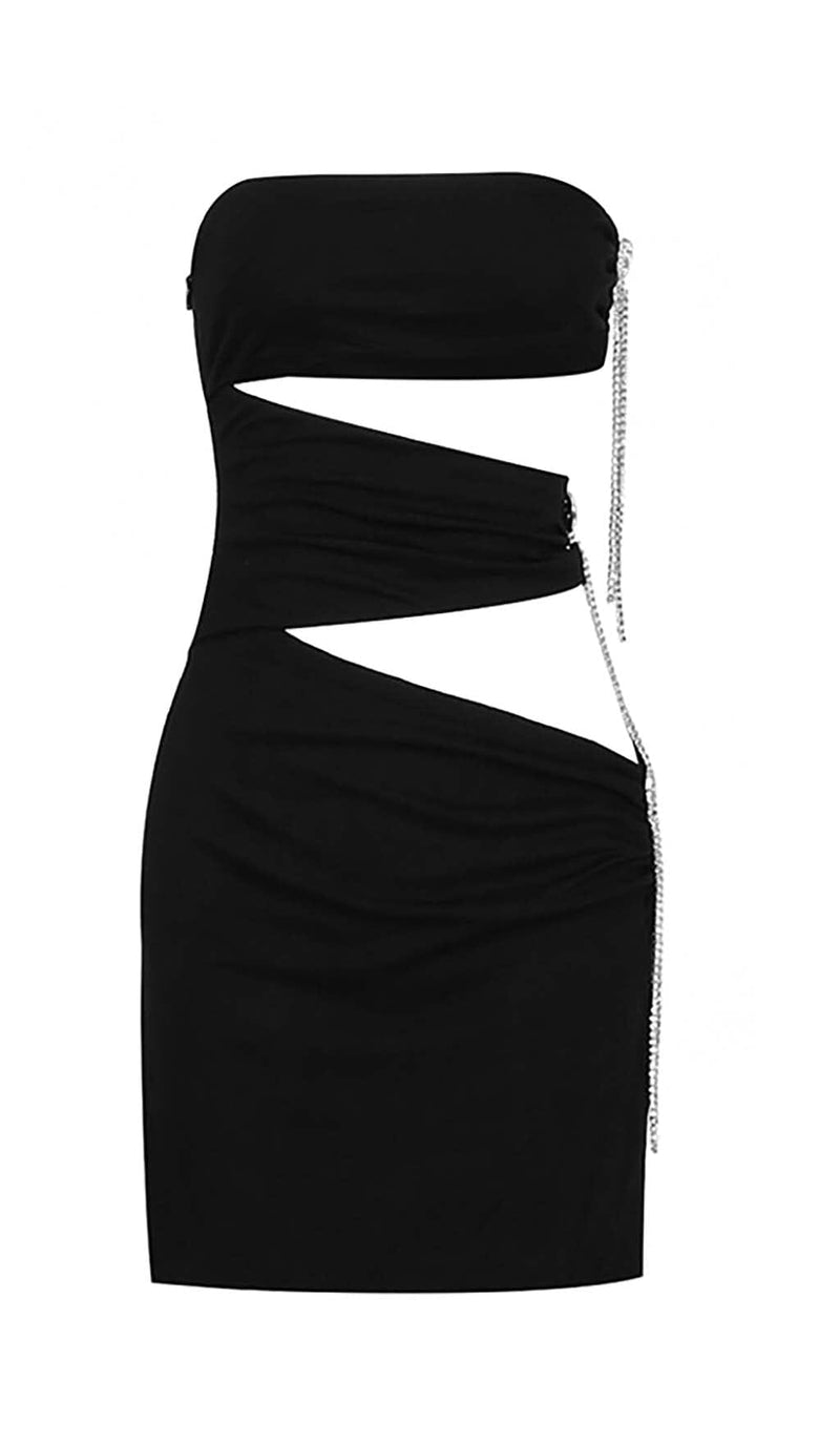 CUTOUT BANDEAU MINI DRESS IN BLACK DRESS STYLE OF CB 