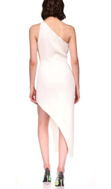 CUTOUT CRYSTALS HIGH-LOW DRESS IN WHITE DRESS STYLE OF CB 