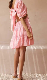 PUFF SLEEVE LACE MINI DRESS IN PINK DRESS STYLE OF CB 