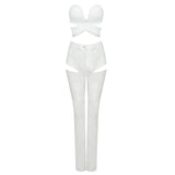 CUT OUT PU TWO-PIECE SUIT IN WHITE styleofcb 