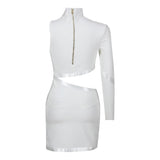 CUT OUT THIGH SLIT MINI DRESS IN WHITE DRESS styleofcb 