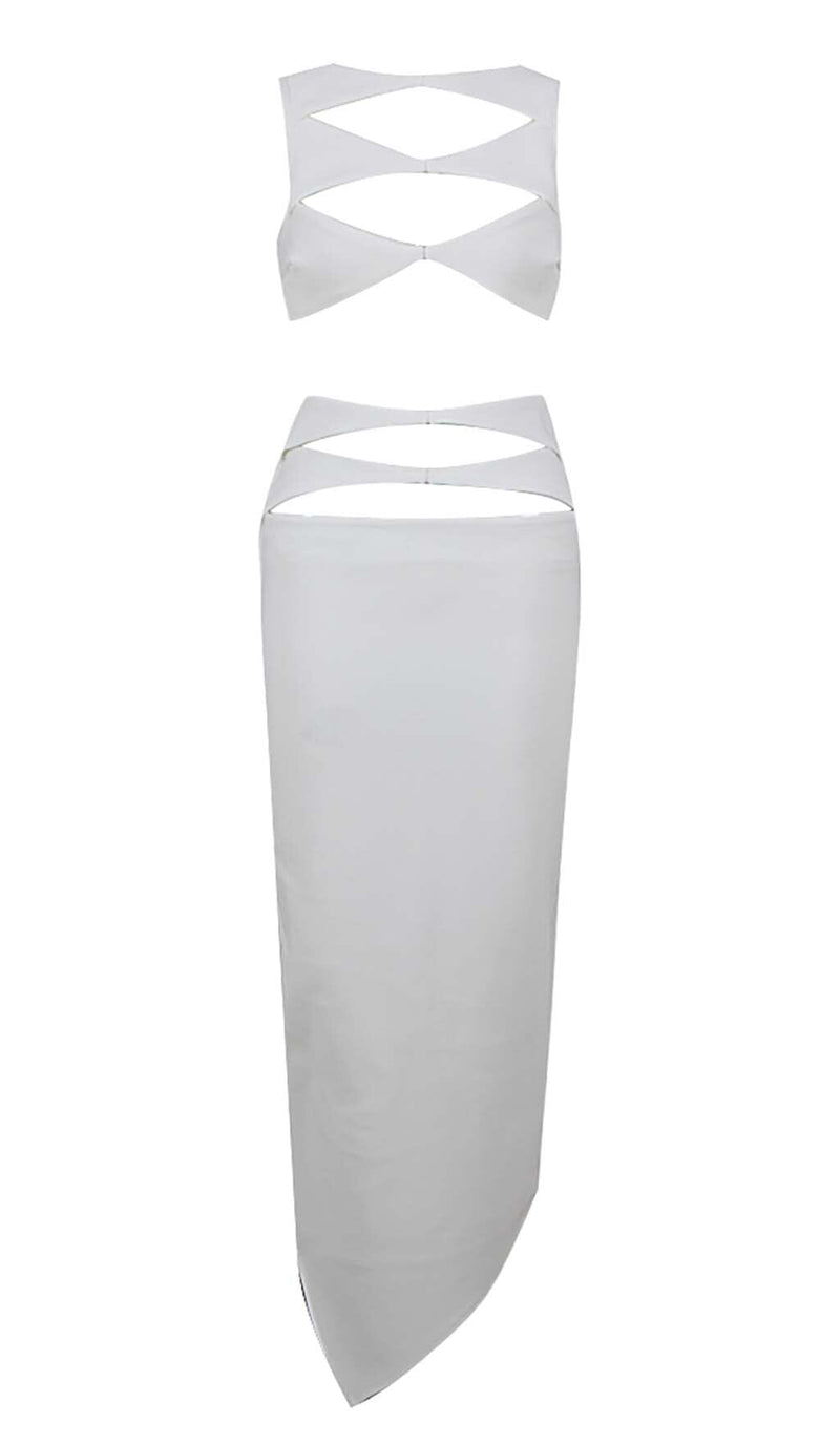 CUTOUT TWO PIECES SUIT IN WHITE DRESS STYLE OF CB 