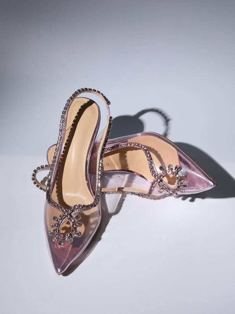 CRYSTAL CUTOUT EMBELLISHED PUMPS IN PINK Shoes styleofcb 