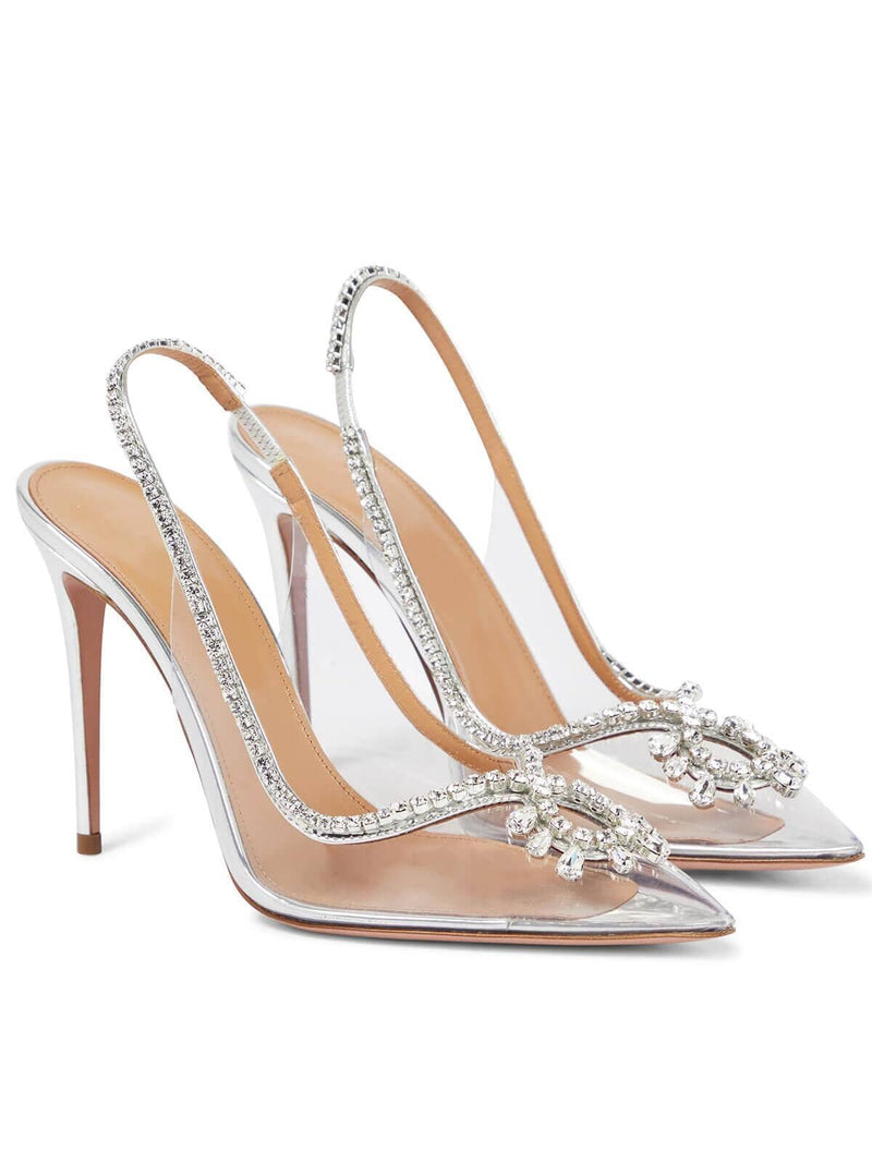 CRYSTAL CUTOUT EMBELLISHED PUMPS IN SILVER Shoes styleofcb 
