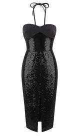 Cut Out High Split Maxi Dress in Black Dresses styleofcb 