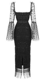 DOT MESH MIDI DRESS IN BLACK DRESS STYLE OF CB 