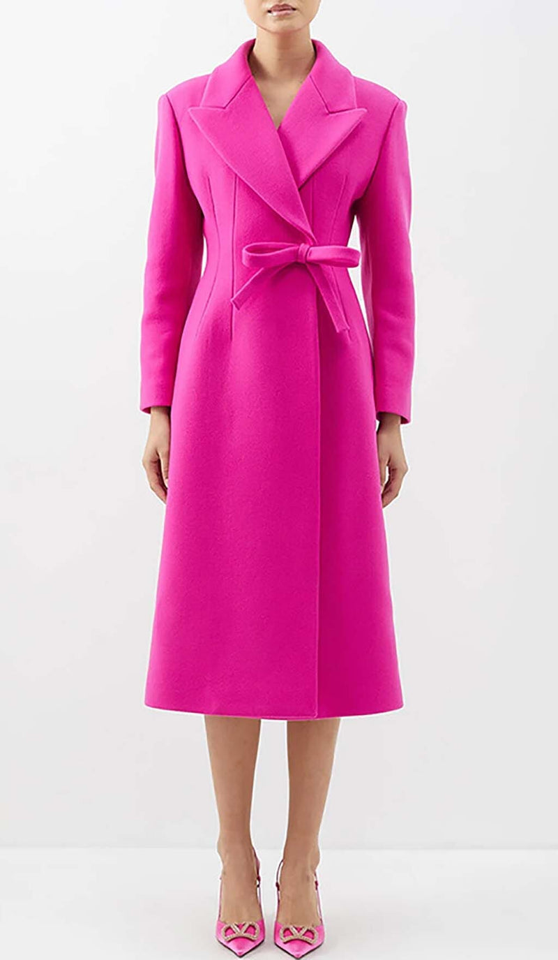 DOUBLE WOOL BLEND LONG COAT IN PINK DRESS STYLE OF CB 