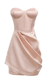 DRAPED STRAPLESS MINI DRESS IN PALE PINK Dresses styleofcb 