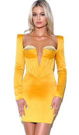 Camila Gold Satin Corset Dress with Crystals Dresses Oh CiCi 