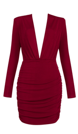 Deep V pleated slim gown styleofcb RED XS 