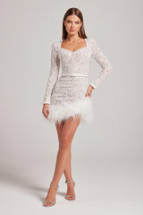 LACE FEATHER MINI DRESS IN WHITE Dresses styleofcb 