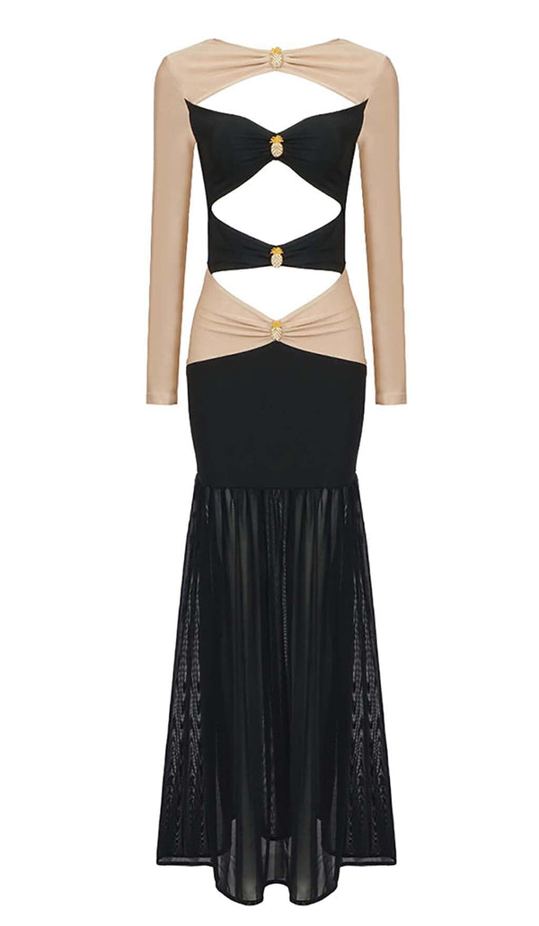 EMBELLISHED CUTOUT MAXI DRESS IN SEMI DRESS STYLE OF CB 