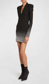 EMBELLISHED KNIT MINI DRESS IN BLACK STYLE OF CB 