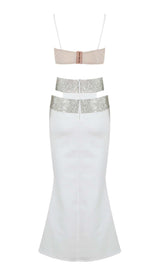 EMBELLISHED PERSPECTIVE TWO PIECE SET IN WHITE DRESS sis label 
