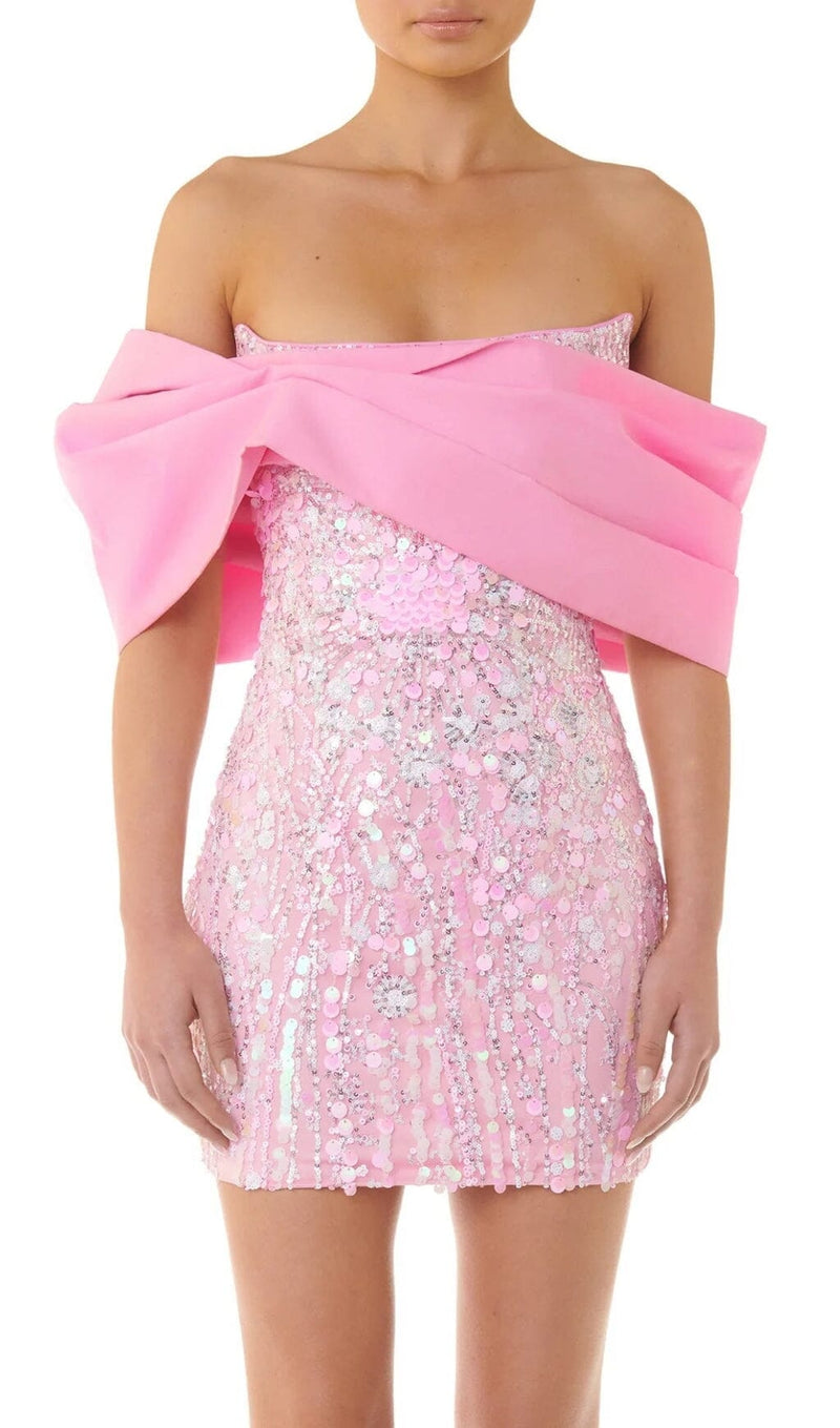 EMBELLISHED SEQUIN MINI DRESS IN CANDY PINK DRESS sis label 