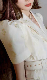 EMBROIDERED BUTTON JACKET DRESS IN WHITE DRESS styleofcb 