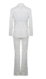 EMBROIDERED LACE MESH JACKET SUIT IN WHITE DRESS STYLE OF CB 