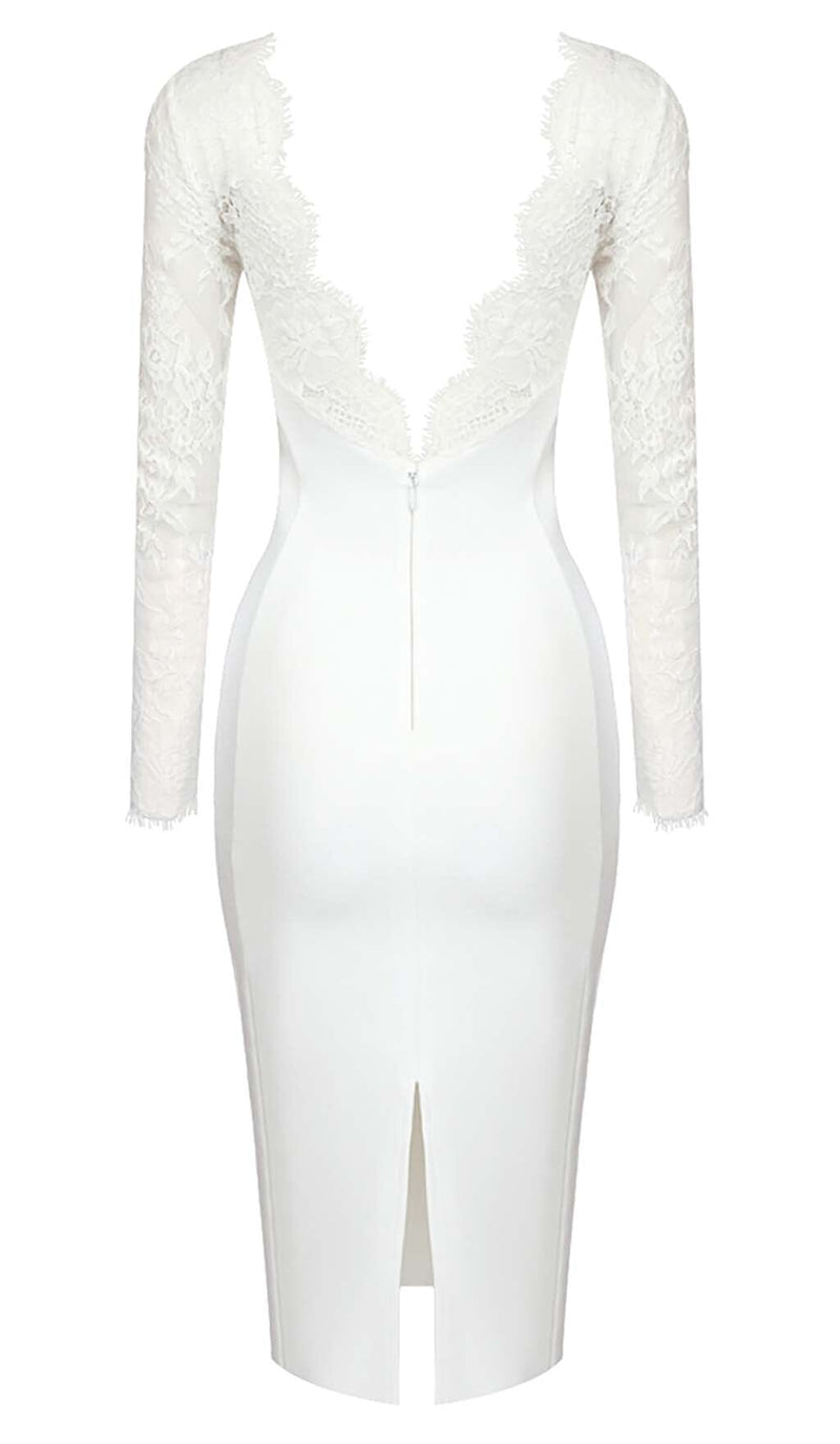 EMBROIDERED LACE MIDI DRESS IN WHITE DRESS STYLE OF CB 