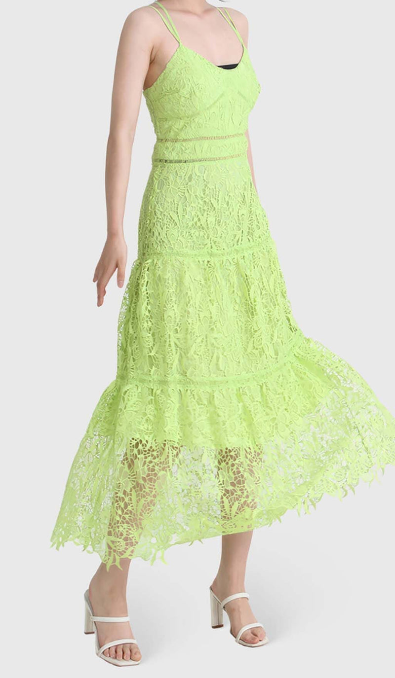 EMBROIDERY STRAPPY MIDI DRESS IN GREEN DRESS styleofcb 