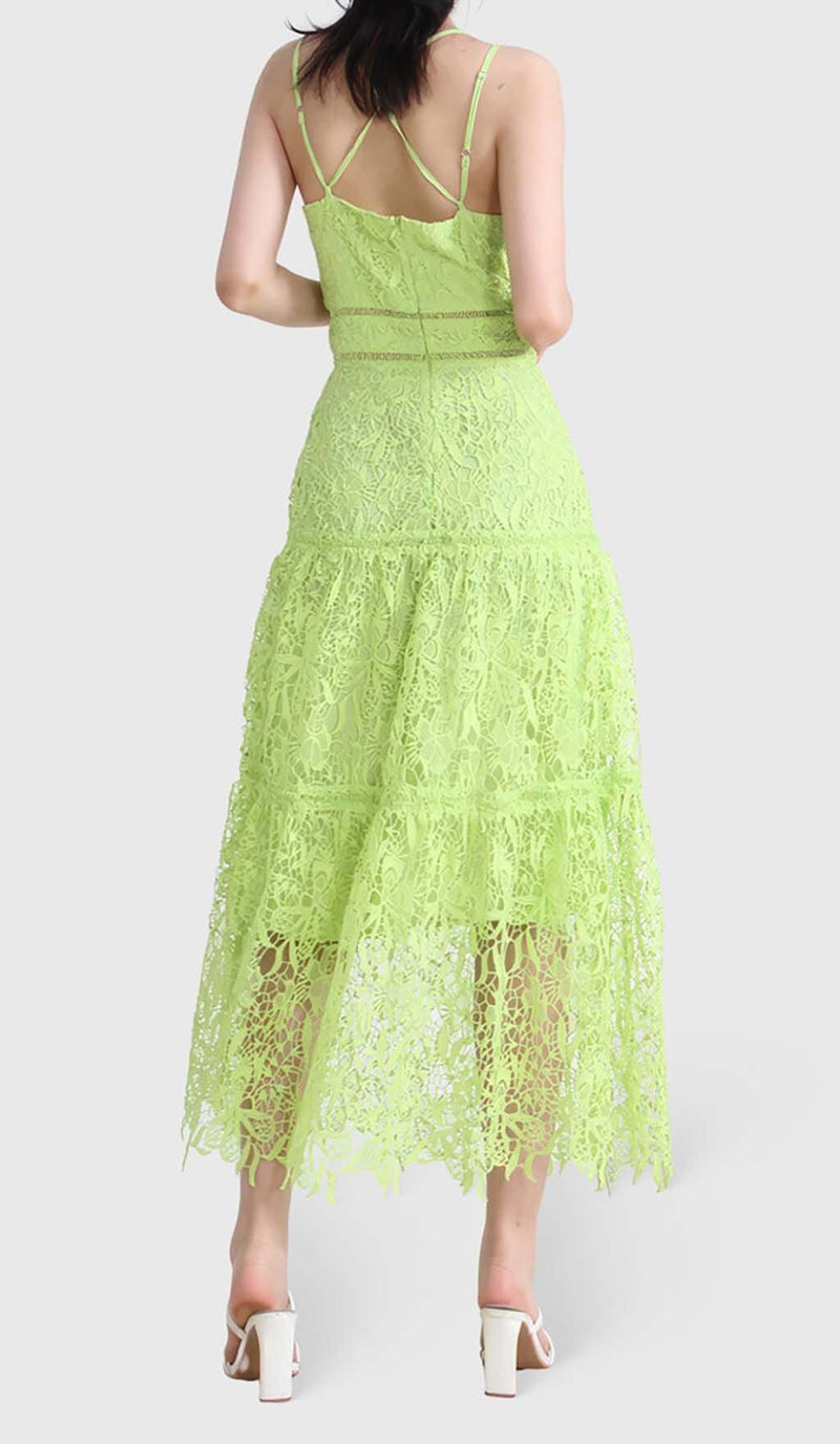 EMBROIDERY STRAPPY MIDI DRESS IN GREEN DRESS styleofcb 