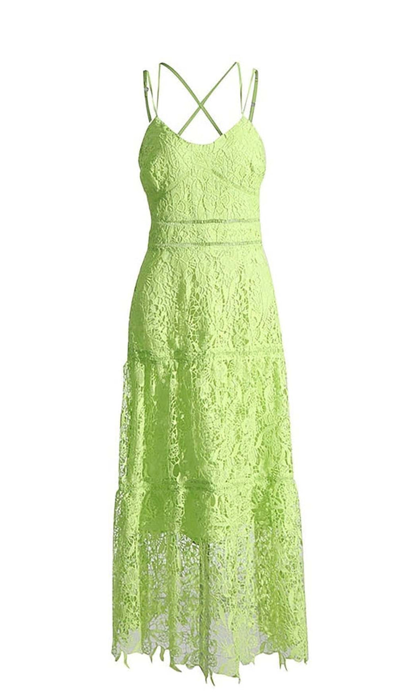 EMBROIDERY STRAPPY MIDI DRESS IN GREEN DRESS styleofcb 