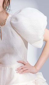 FLARED BUBBLE MINI DRESS IN WHITE DRESS STYLE OF CB 