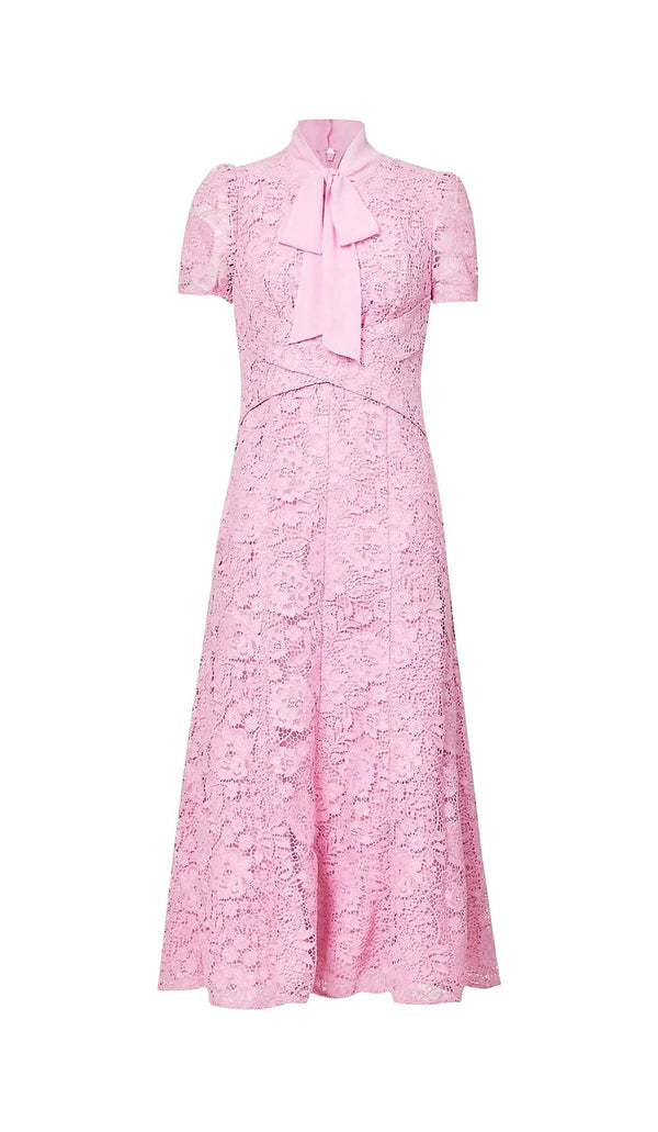 FLARED-HEM LACE MIDI DRESS IN PINK DRESS STYLE OF CB 