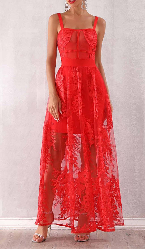 FLORAL CORSET LACE MAIX DRESS IN RED DRESS STYLE OF CB 