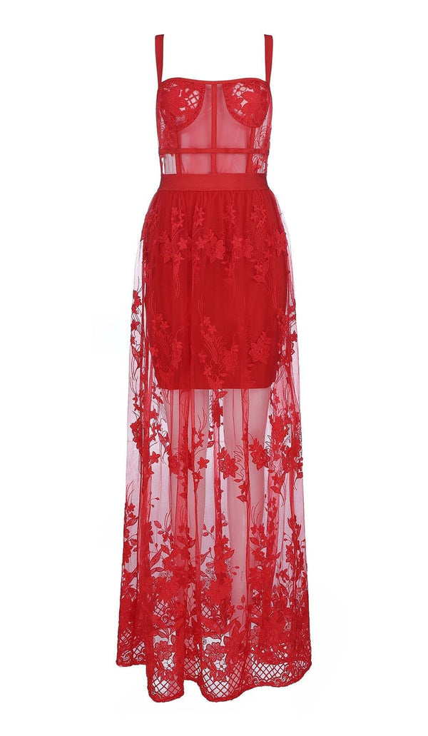 FLORAL CORSET LACE MAIX DRESS IN RED DRESS STYLE OF CB 