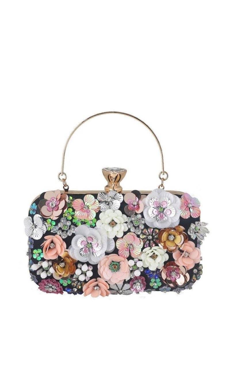 FLORAL ENBROIDERY CLUTCH - PINK styleofcb BLACK 
