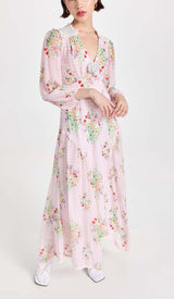 FLORAL PRINT MIDI DRESS IN PINK DRESS STYLE OF CB 