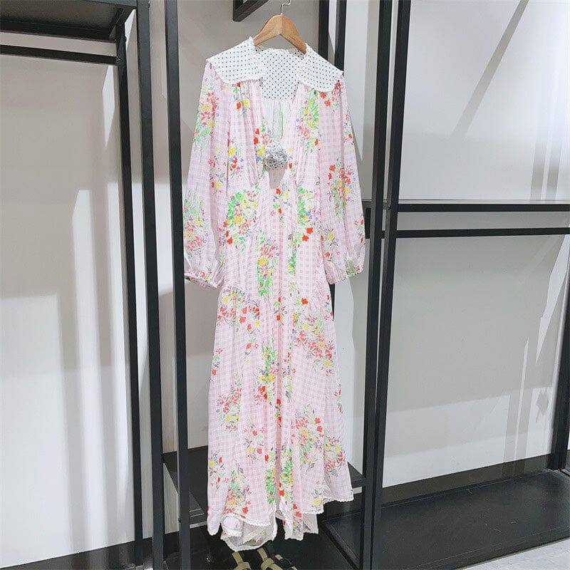 FLORAL PRINT MIDI DRESS IN PINK DRESS STYLE OF CB 