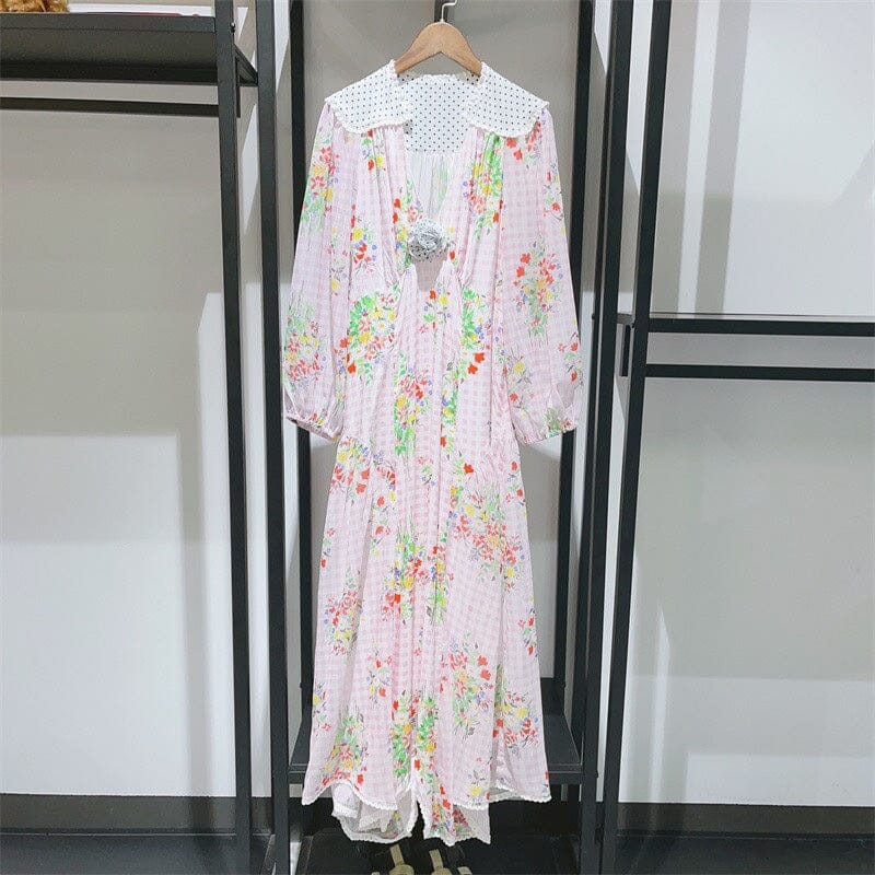 FLORAL PRINT MIDI DRESS IN PINK DRESS STYLE OF CB 