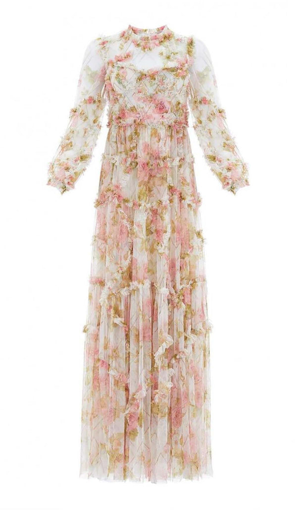 FLORAL-PRINT RUFFLED MAXI DRESS DRESS STYLE OF CB 