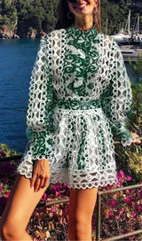 FLORAL PRINTED LONG SLEEVE MIDI DRESS DRESS STYLE OF CB S GREEN 