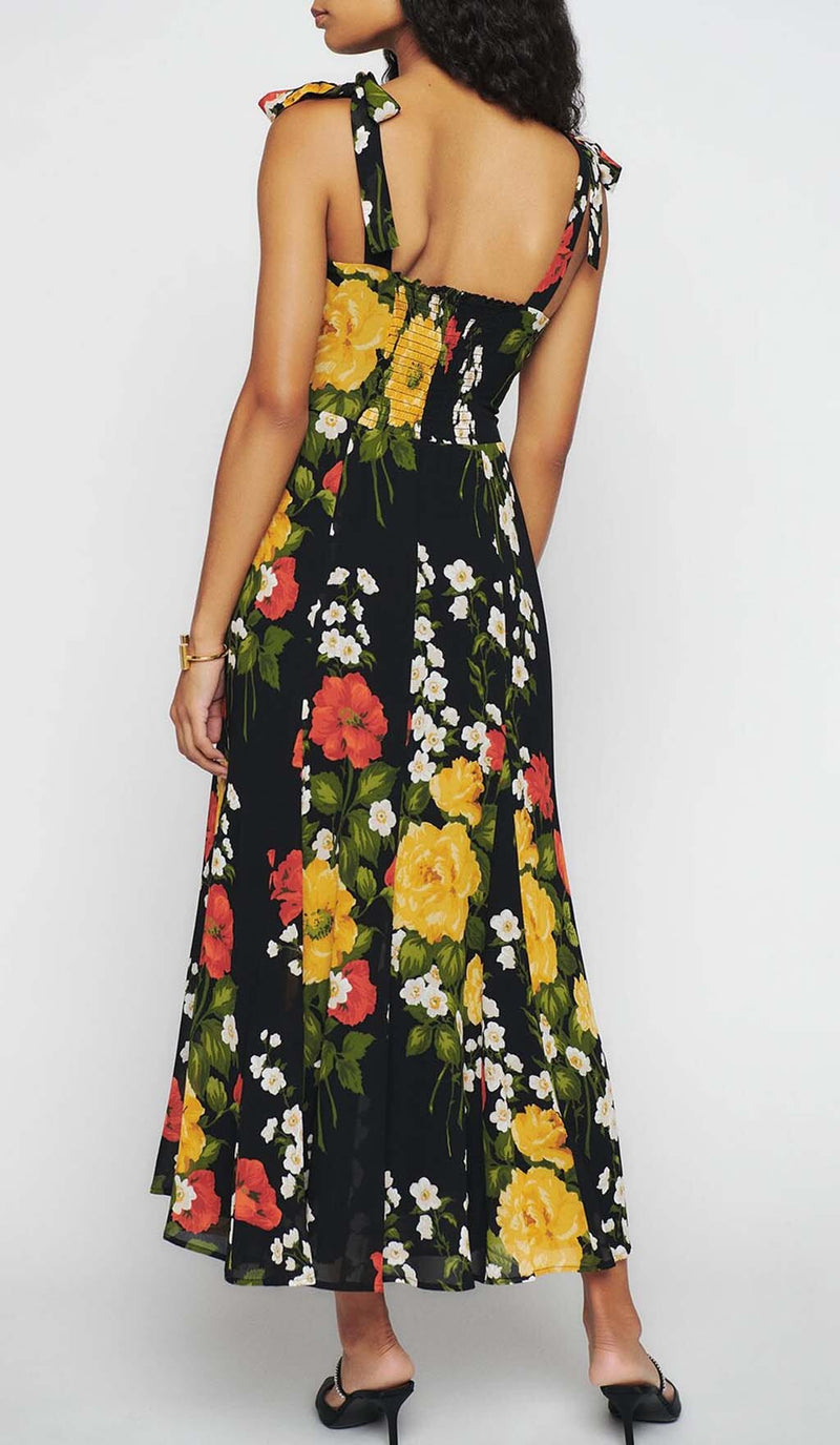 FLORAL-PRINT TIE STRAP DRESS IN LUISA DRESS STYLE OF CB 
